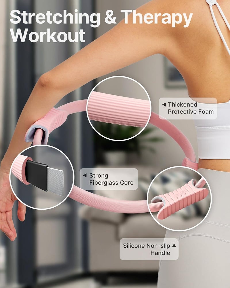 YOTTOY Pilates Ring and Ball Set, Figure 8 Resistance Bands, Stretch Bands&Guide,Pilates Equipment Set for Beginners for Home Workouts Core Strength, Yoga, Physical Therapy & Rehab - Image 3